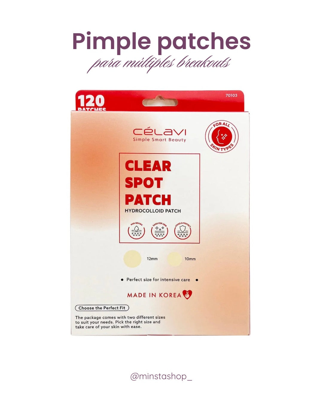 Clear Spot Patch 120 Hydrocolloid Patches Red