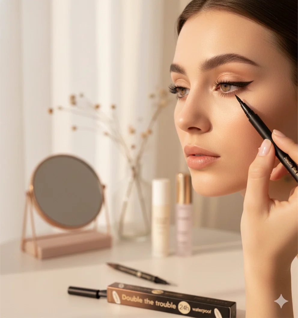 Double The Trouble Eyeliner Waterproof Black & Brown Xime Beauty