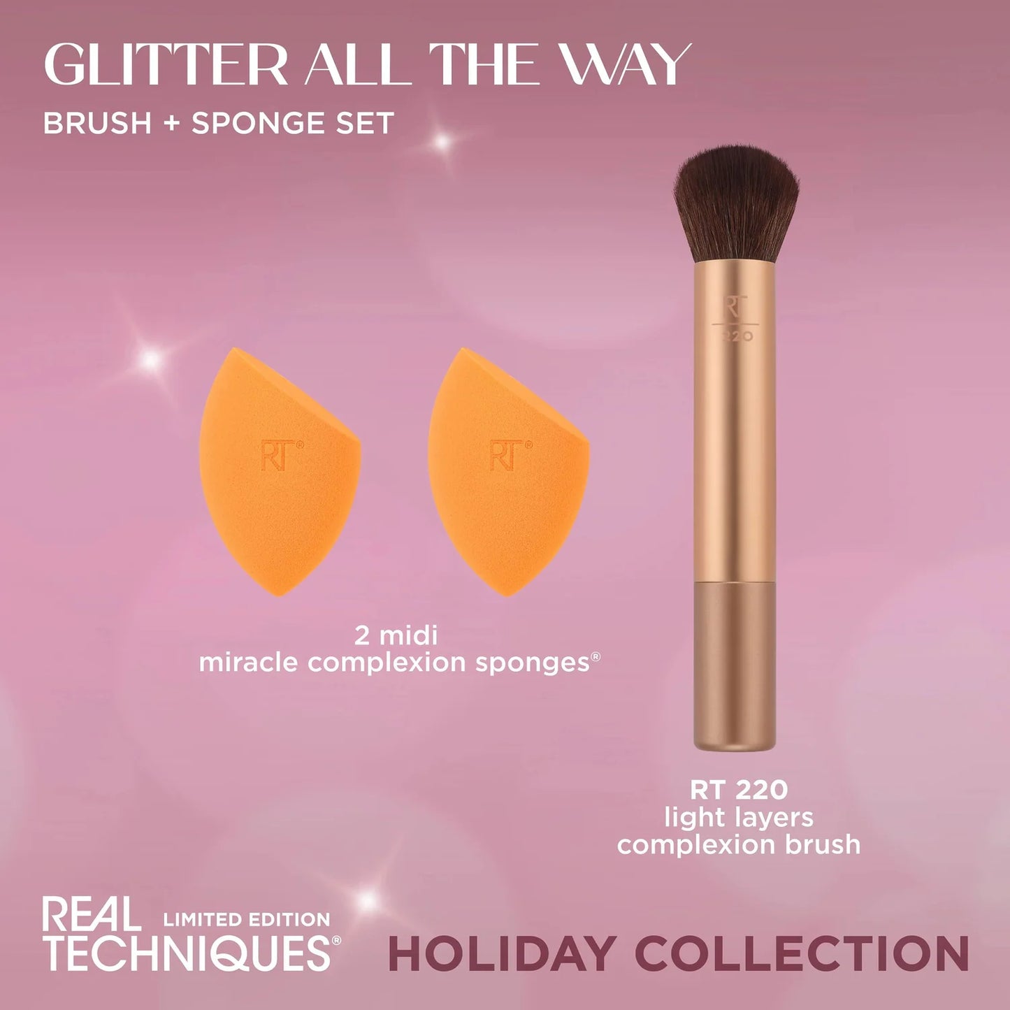 Glitter All The Way Brush + Sponge Set
Real Techniques