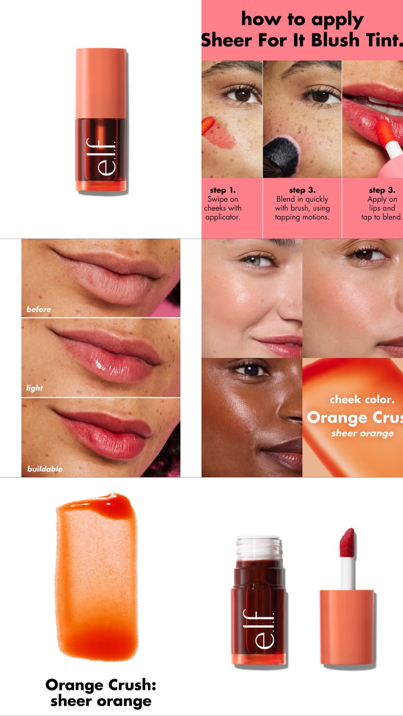 Elf Sheer For It Blush Tint Orange Crush - Sheer Orange