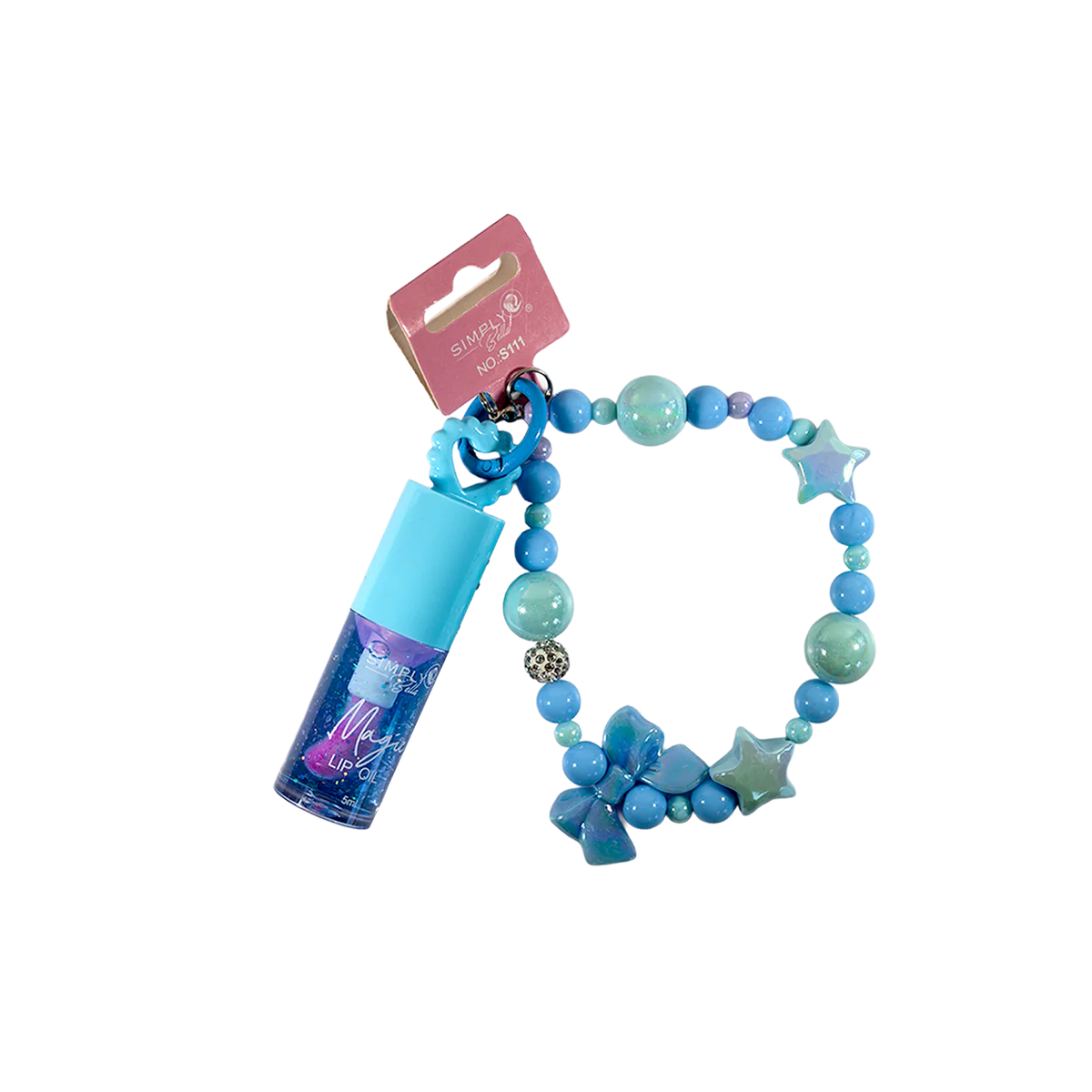 Magic Lip Oil – Hydrating Lip Shine with Beaded Charm -Celeste