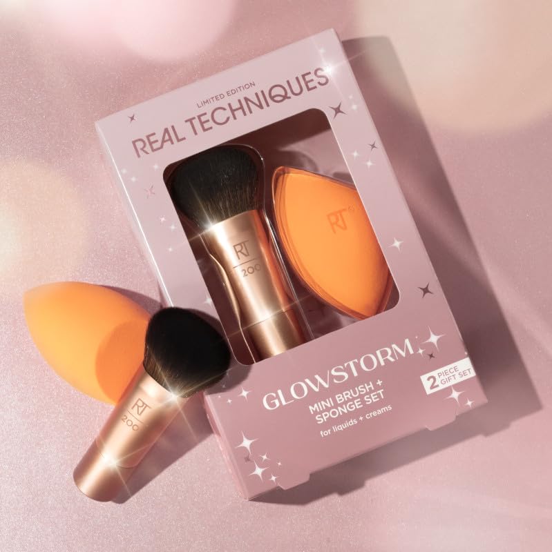 Glowstorm Mini Brush + Sponge Set Real Techniques