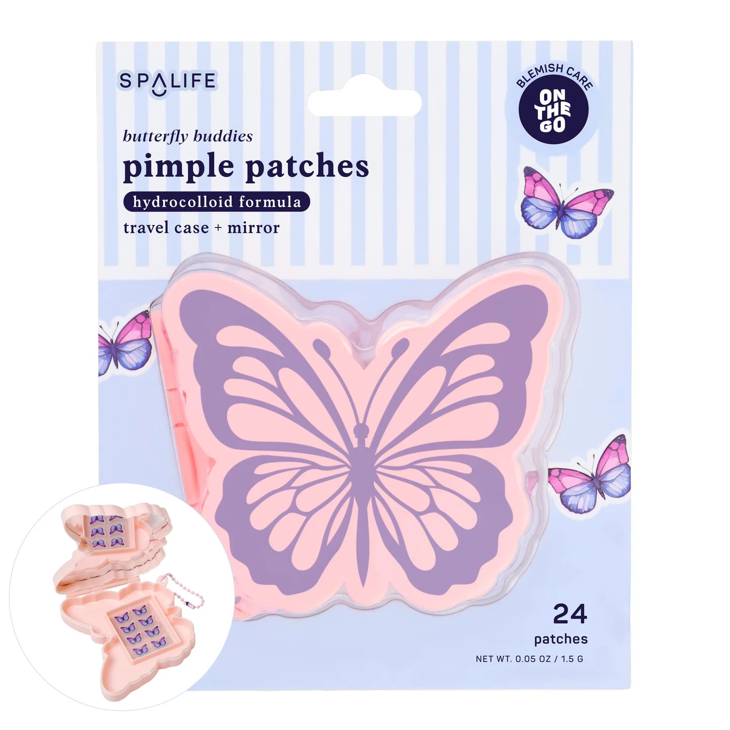 Butterfly buddies hydrocolloid pimple patches (travel case + mirror)