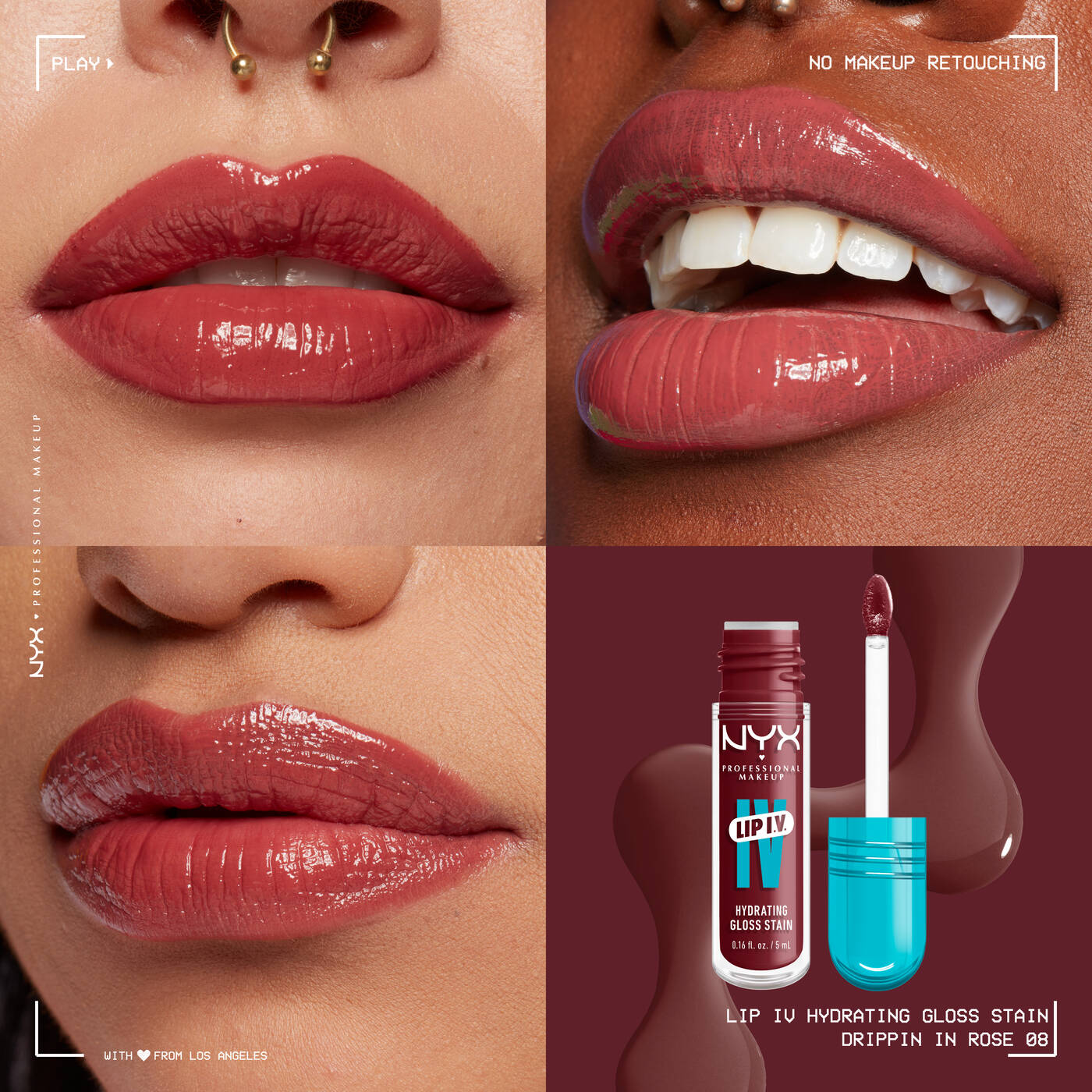 NYX LIP IV HYDRATING GLOSS SERUM 08 Drippin’ In Rose