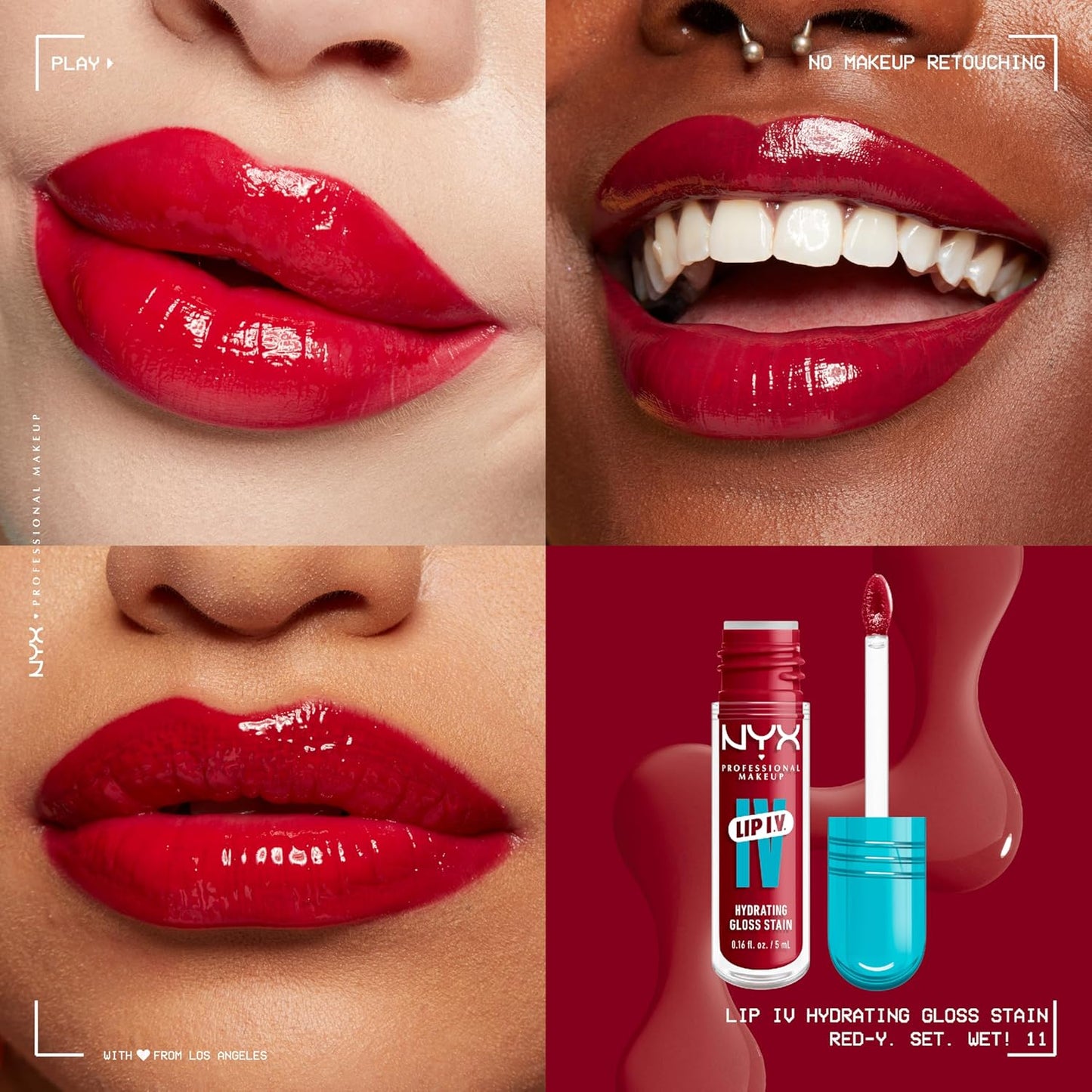 NYX LIP IV HYDRATING GLOSS SERUM 11 RED-Y. SET. WET!