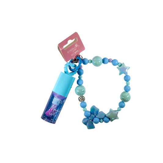Magic Lip Oil – Hydrating Lip Shine with Beaded Charm -Celeste