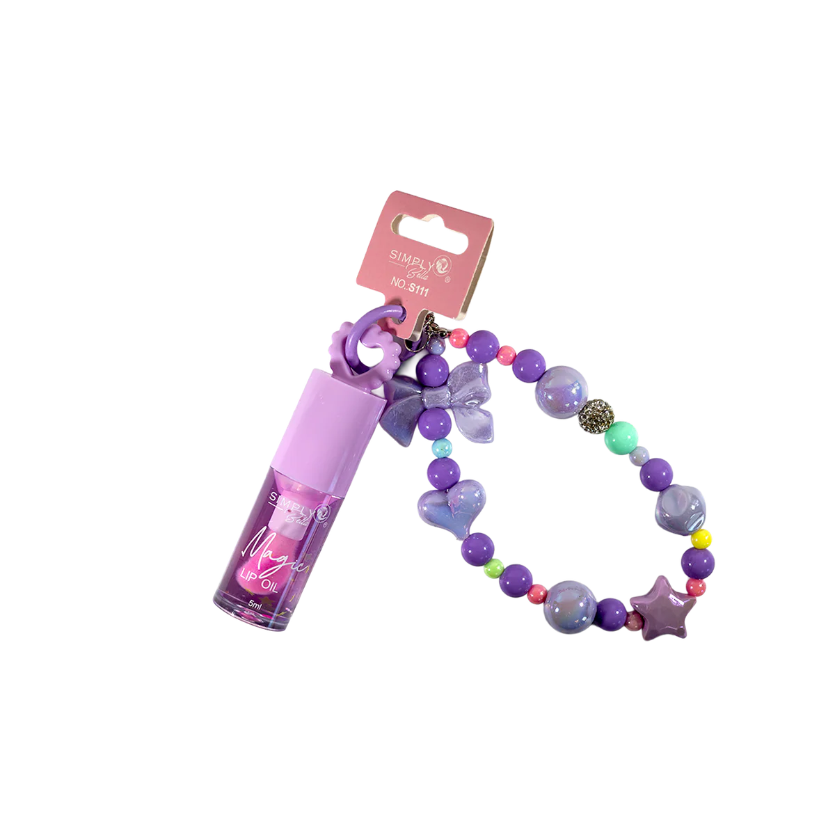 Magic Lip Oil – Hydrating Lip Shine with Beaded Charm - Lila