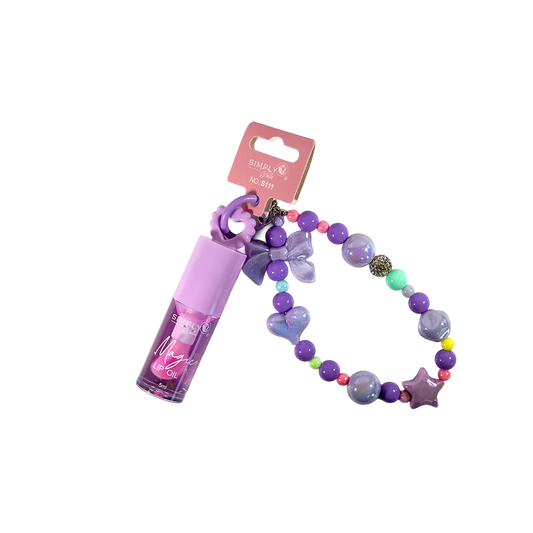 Magic Lip Oil – Hydrating Lip Shine with Beaded Charm - Lila