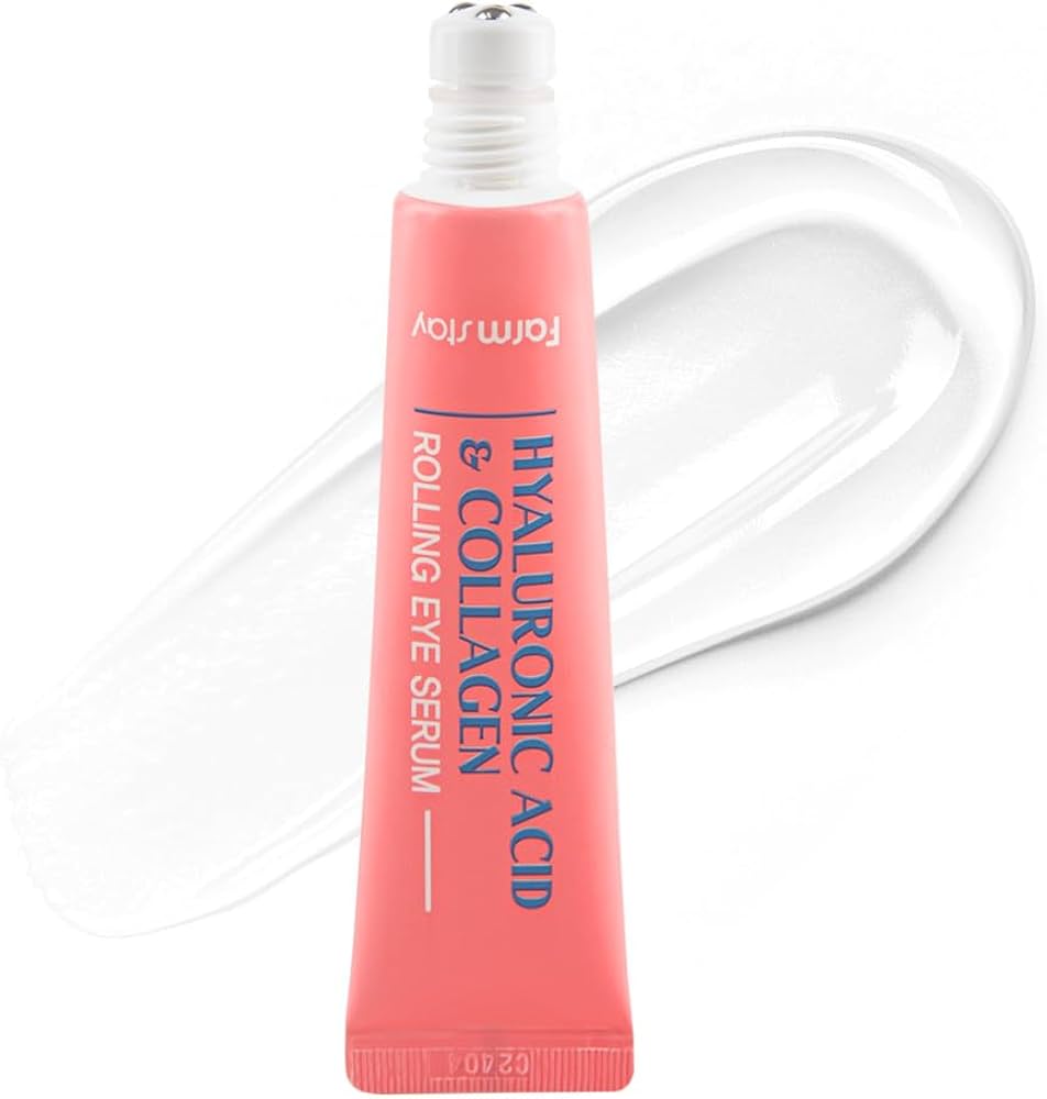 Farmstay Hyaluronic Acid Roll-on Eye Serum with 2% Niacinamide & Collagen – Hydrating Korean Eye Roller for Dark Circles, Puffy Eyes & Wrinkles