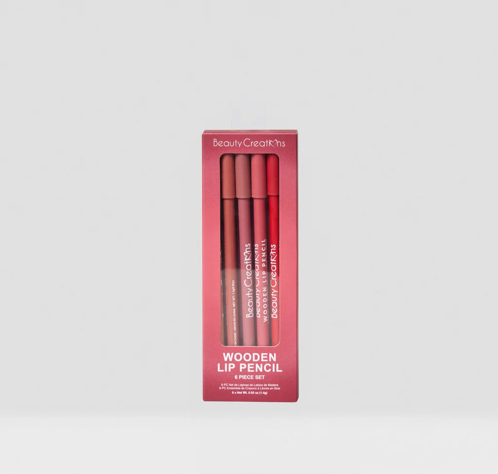 Wooden Lip Pencil 6 Piece Set