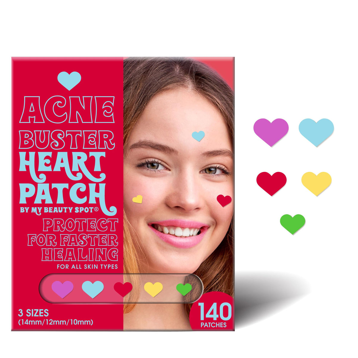 Acne Buster Heart Patch 3 Sizes 140 Patches
