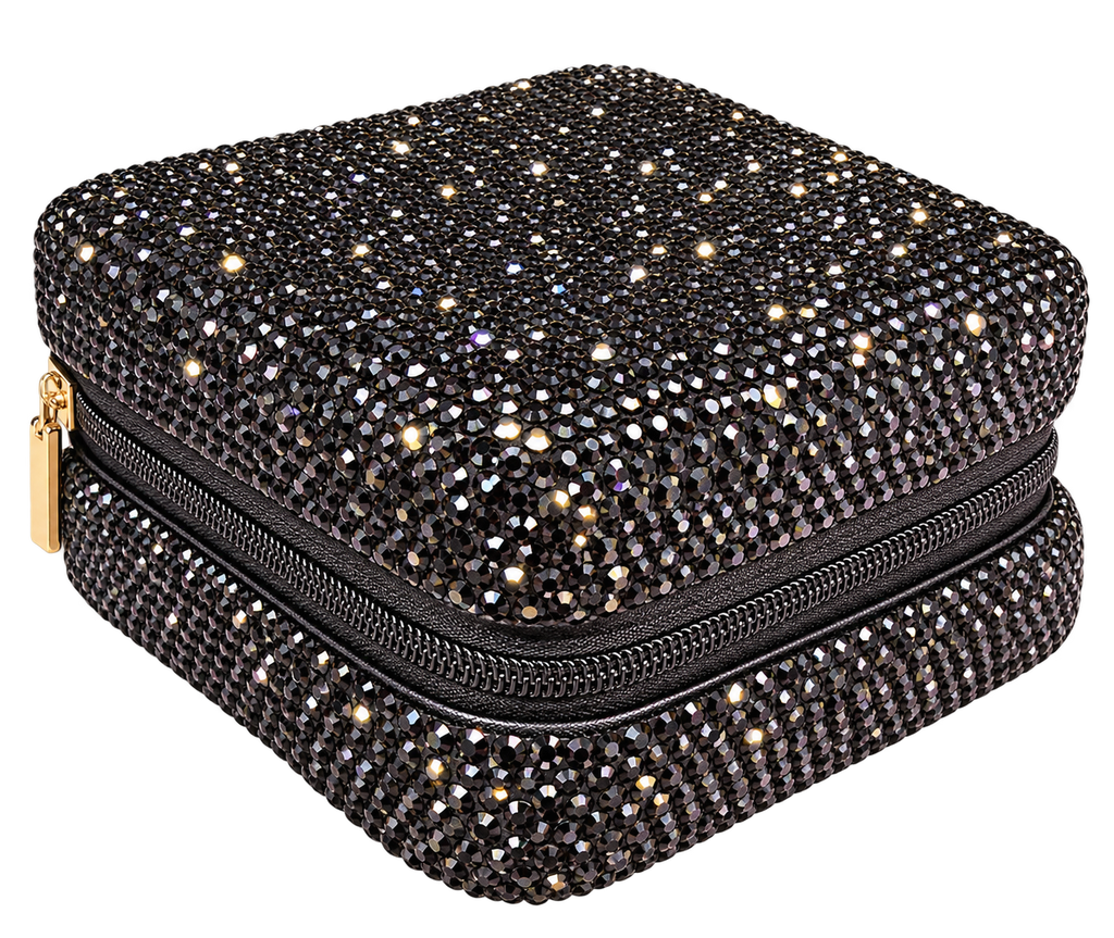 Rhinestone jewelry Organizer box - negro