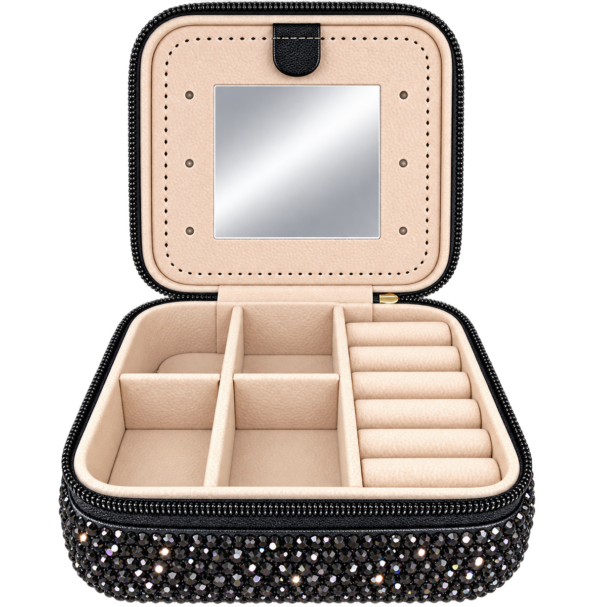 Rhinestone jewelry Organizer box - negro
