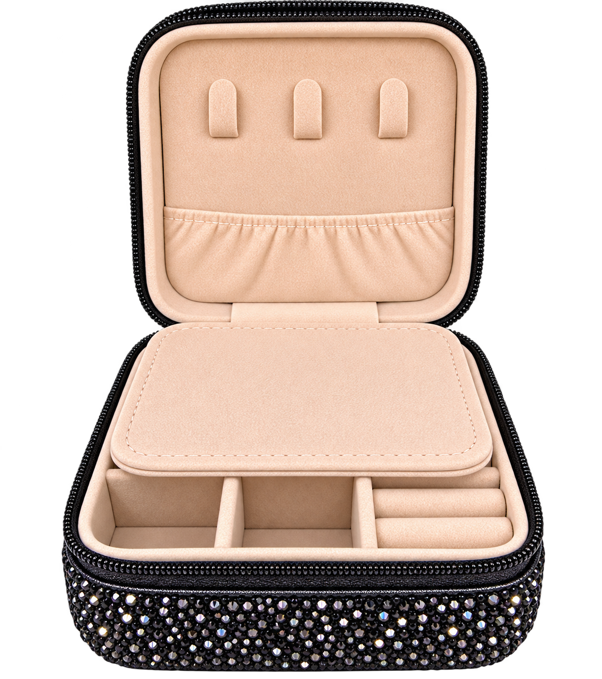 Rhinestone jewelry Organizer box - negro
