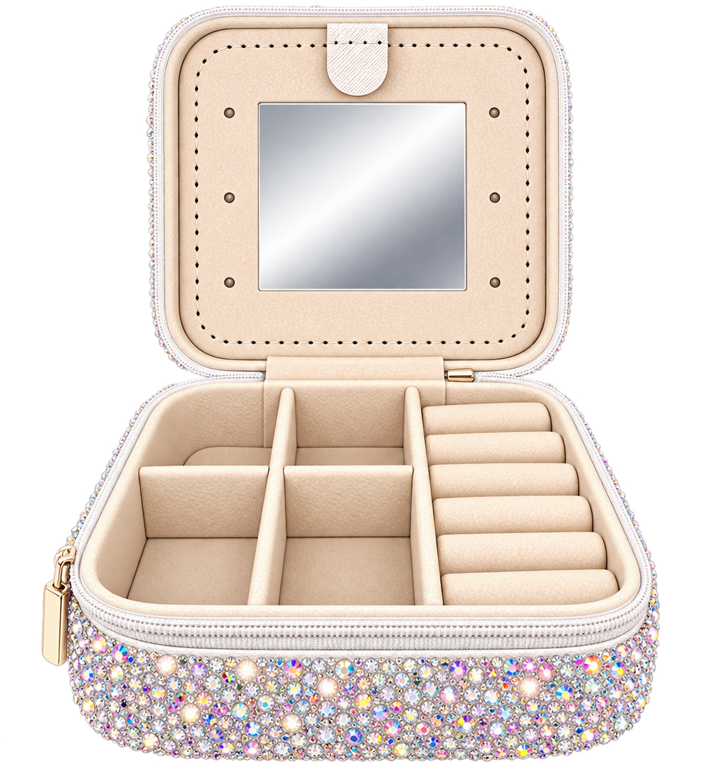 Rhinestone jewelry Organizer box - plateada