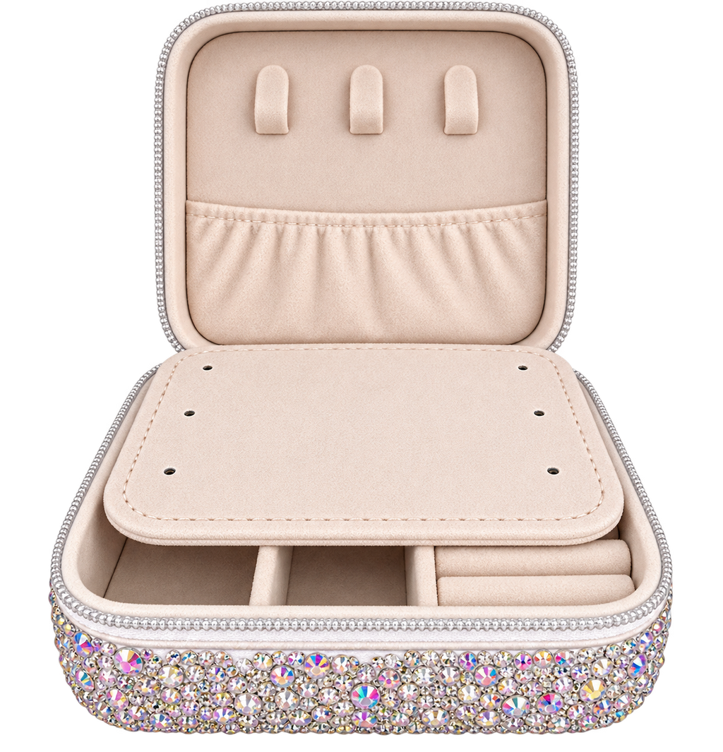 Rhinestone jewelry Organizer box - plateada
