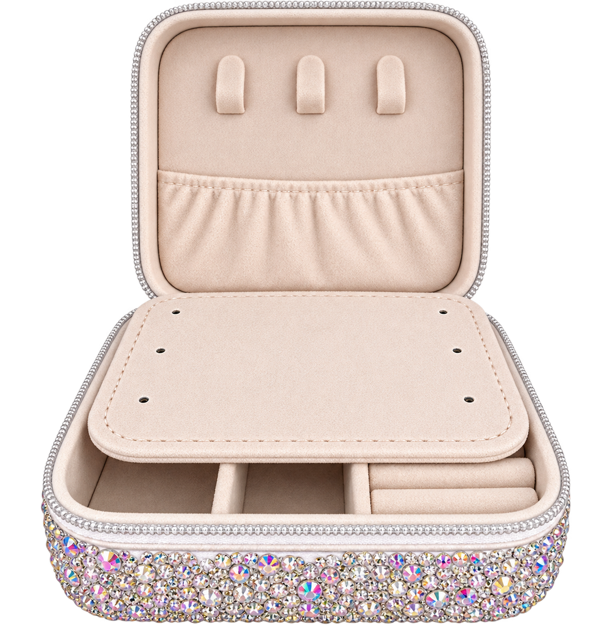 Rhinestone jewelry Organizer box - plateada