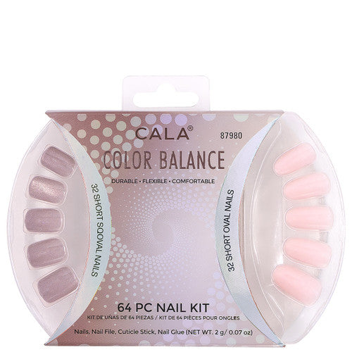 COLOR BALANCE: CHROME & PINK (64 PCS)PRESS ON NAILS Cala